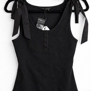 English Factory Black Ribbed Tie Strap Tank Top XS NWT Henley
